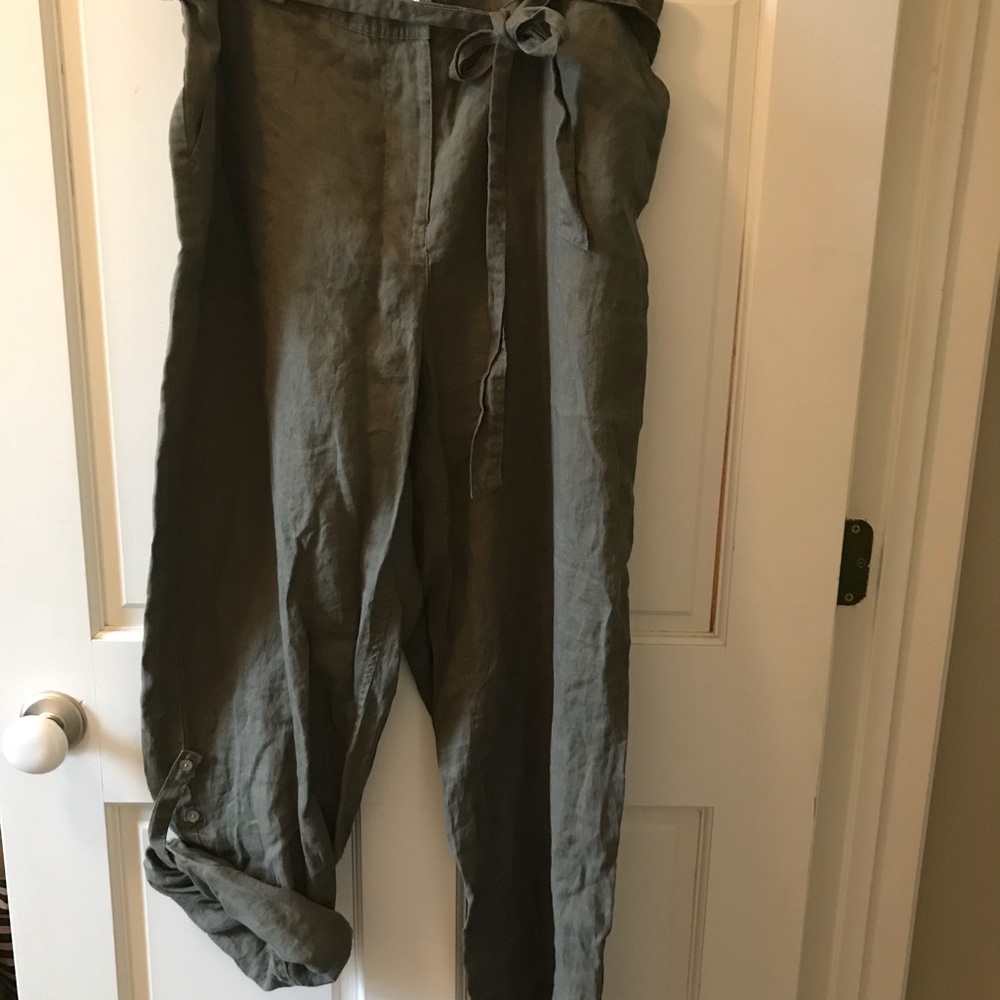 NWT Lord &Taylor Green Linen Pants 16W